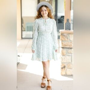 Blu Pepper Empire Waist Long Sleeve Mini Dress S